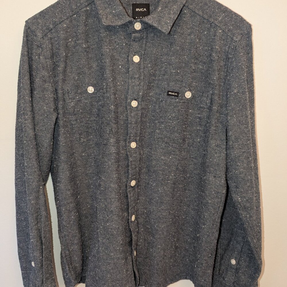 Men's RVCA Blue Flannel Button-Up